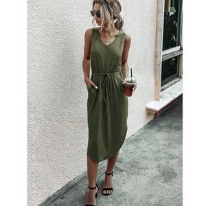 Rouge! Olive Green Midi Dress